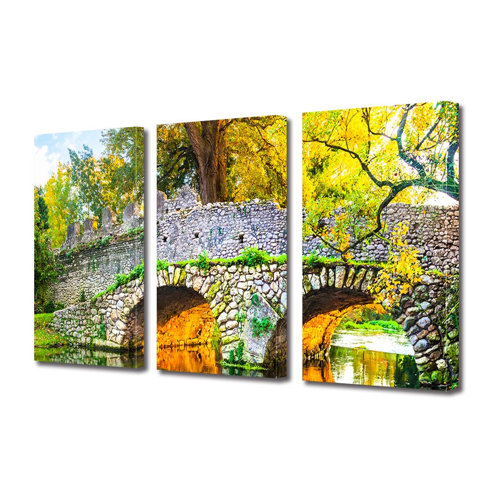 Set Tablouri Multicanvas 3 piese ArtDeco, Pod de piatra, Panza pe cadru de lemn, Decoratiuni Moderne pentru Casa, 3 x 70 x 100 cm