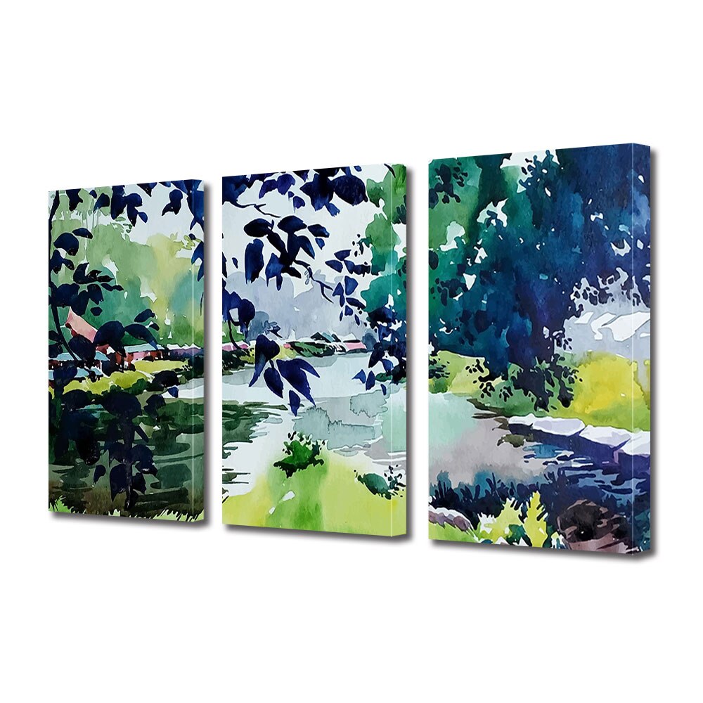 Set Tablouri Multicanvas 3 piese ArtDeco, Priveliste de vara, Panza pe cadru de lemn, Decoratiuni Moderne pentru Casa, 3 x 70 x 100 cm