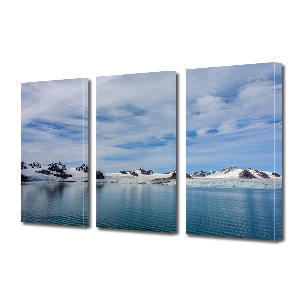 Set Tablouri Multicanvas 3 piese ArtDeco, Peisaj din zona arctica, Panza pe cadru de lemn, Decoratiuni Moderne pentru Casa, 3 x 70 x 100 cm