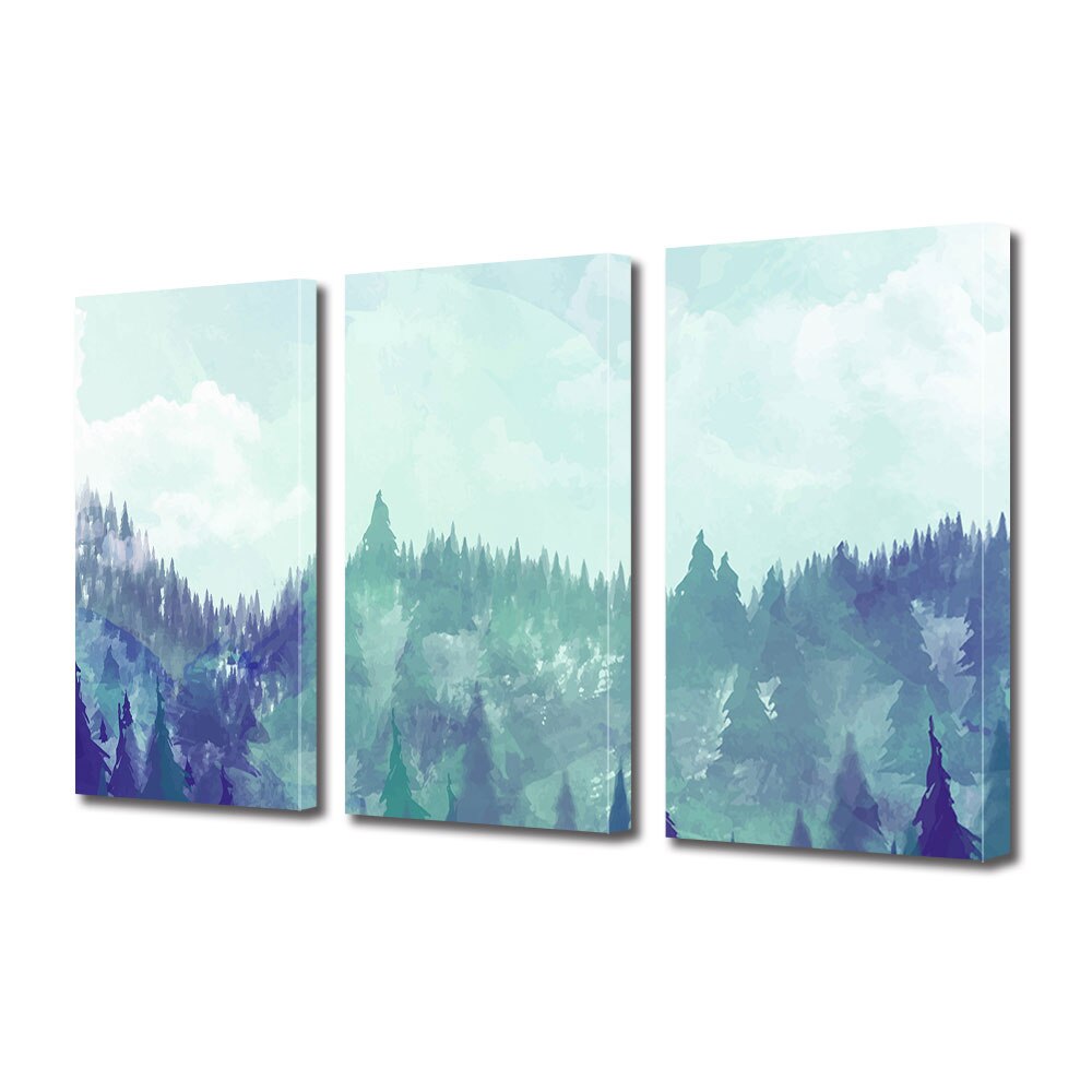 Set Tablouri Multicanvas 3 piese ArtDeco, Paduri de brazi, Panza pe cadru de lemn, Decoratiuni Moderne pentru Casa, 3 x 70 x 100 cm