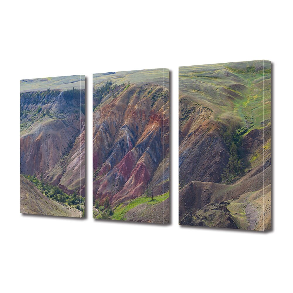 Set Tablouri Multicanvas 3 piese ArtDeco, Valea ascunsa, Panza pe cadru de lemn, Decoratiuni Moderne pentru Casa, 3 x 50 x 70 cm