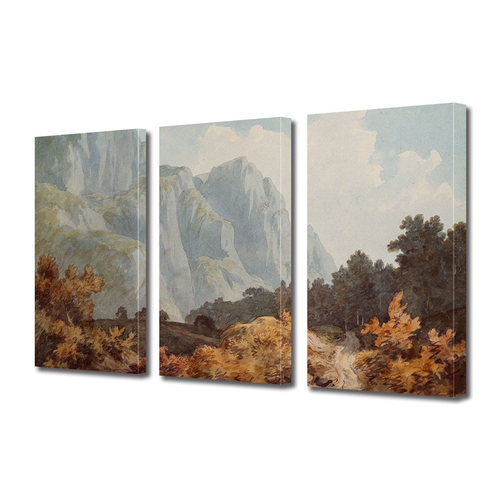 Set Tablouri Multicanvas 3 piese ArtDeco, Pictura de toamna la munte, Panza pe cadru de lemn, Decoratiuni Moderne pentru Casa, 3 x 70 x 100 cm