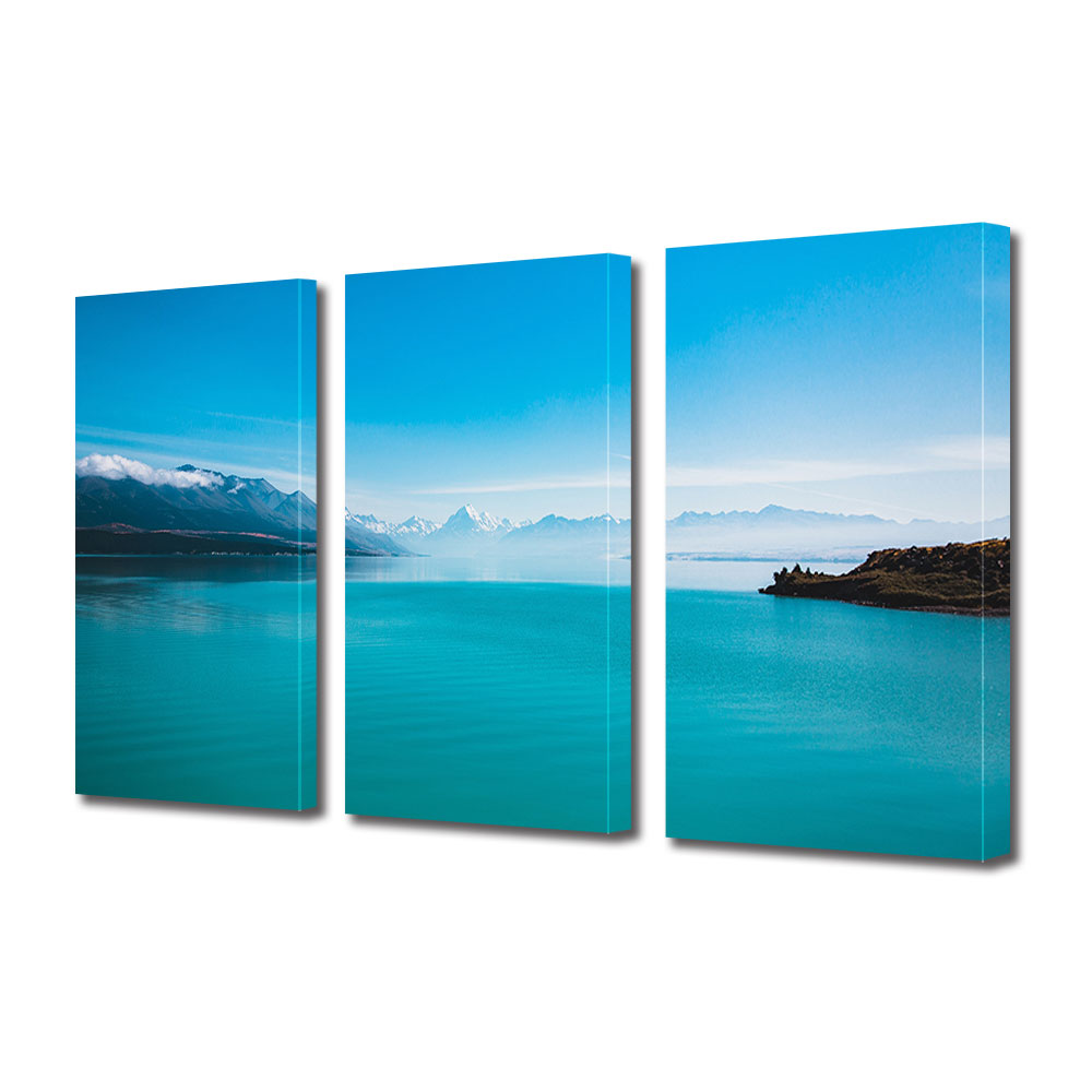 Set Tablouri Multicanvas 3 piese ArtDeco, Albastru intens, Panza pe cadru de lemn, Decoratiuni Moderne pentru Casa, 3 x 20 x 30 cm