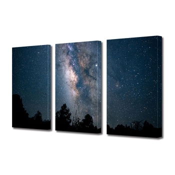 Set Tablouri Multicanvas 3 piese ArtDeco, Puzderie de stele, Panza pe cadru de lemn, Decoratiuni Moderne pentru Casa, 3 x 20 x 30 cm Set Tablouri Multicanvas 3 piese ArtDeco, Puzderie de stele, Panza pe cadru de lemn, Decoratiuni Moderne pentru Casa, 3 x 20 x 30 cm