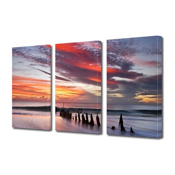 Set Tablouri Multicanvas 3 piese ArtDeco, Nori rosiatici reflectati, Panza pe cadru de lemn, Decoratiuni Moderne pentru Casa, 3 x 20 x 30 cm Set Tablouri Multicanvas 3 piese ArtDeco, Nori rosiatici reflectati, Panza pe cadru de lemn, Decoratiuni Moderne pentru Casa, 3 x 20 x 30 cm