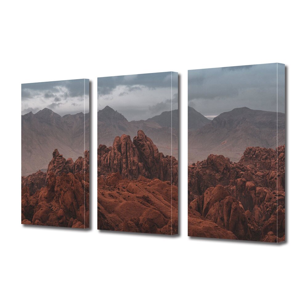 Set Tablouri Multicanvas 3 piese ArtDeco, Forme de relief in desert, Panza pe cadru de lemn, Decoratiuni Moderne pentru Casa, 3 x 70 x 100 cm