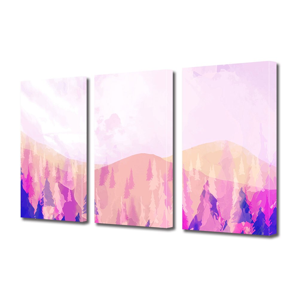 Set Tablouri Multicanvas 3 piese ArtDeco, Paduri de brazi in culori de foc, Panza pe cadru de lemn, Decoratiuni Moderne pentru Casa, 3 x 70 x 100 cm