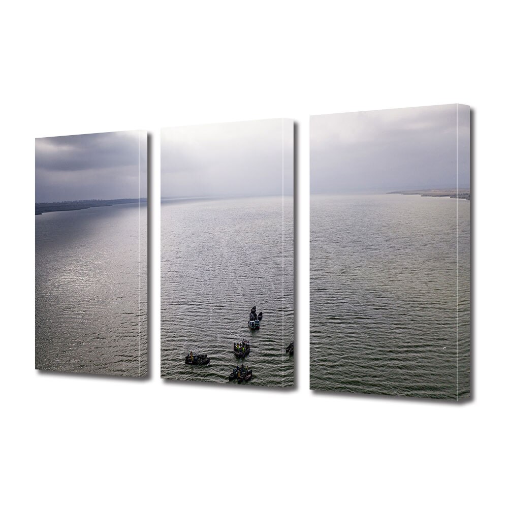 Set Tablouri Multicanvas 3 piese ArtDeco, Intalnire in larg, Panza pe cadru de lemn, Decoratiuni Moderne pentru Casa, 3 x 20 x 30 cm