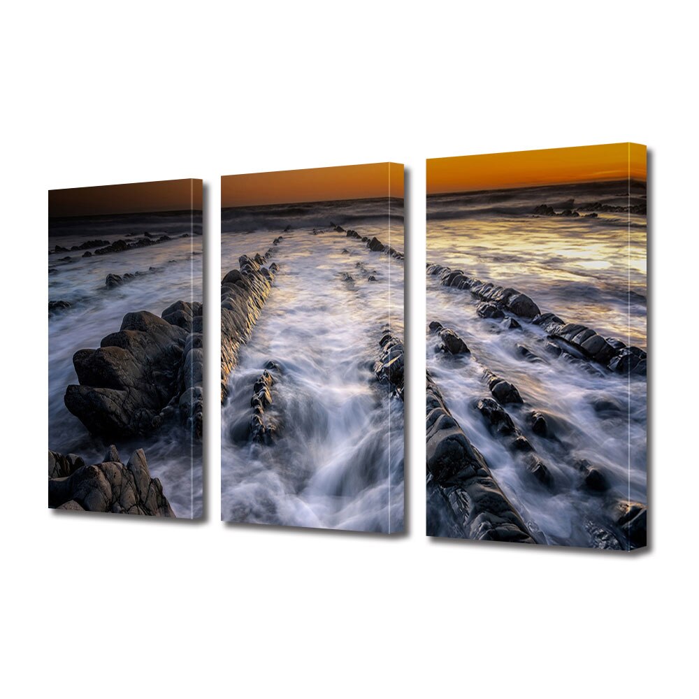 Set Tablouri Multicanvas 3 piese ArtDeco, Ape furtunoase, Panza pe cadru de lemn, Decoratiuni Moderne pentru Casa, 3 x 70 x 100 cm