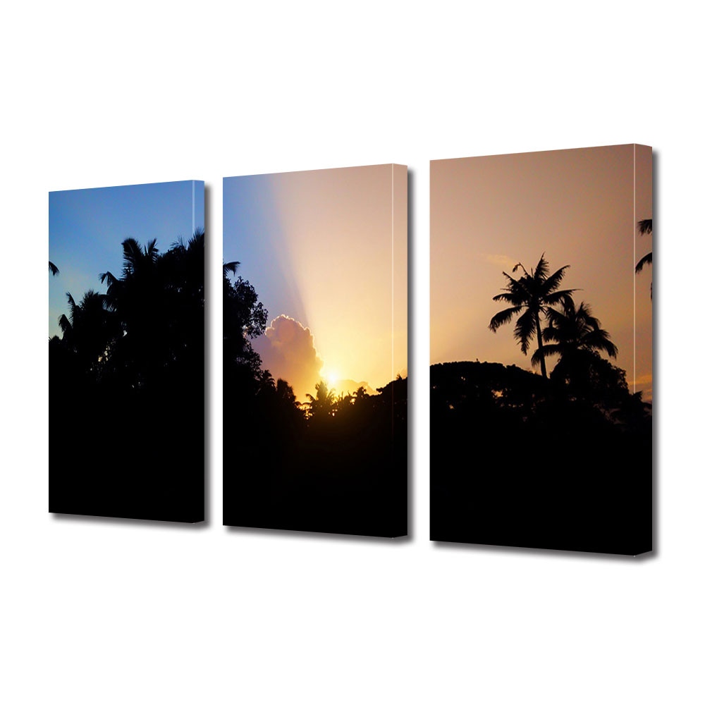 Set Tablouri Multicanvas 3 piese ArtDeco, Lumini de dimineata, Panza pe cadru de lemn, Decoratiuni Moderne pentru Casa, 3 x 30 x 45 cm