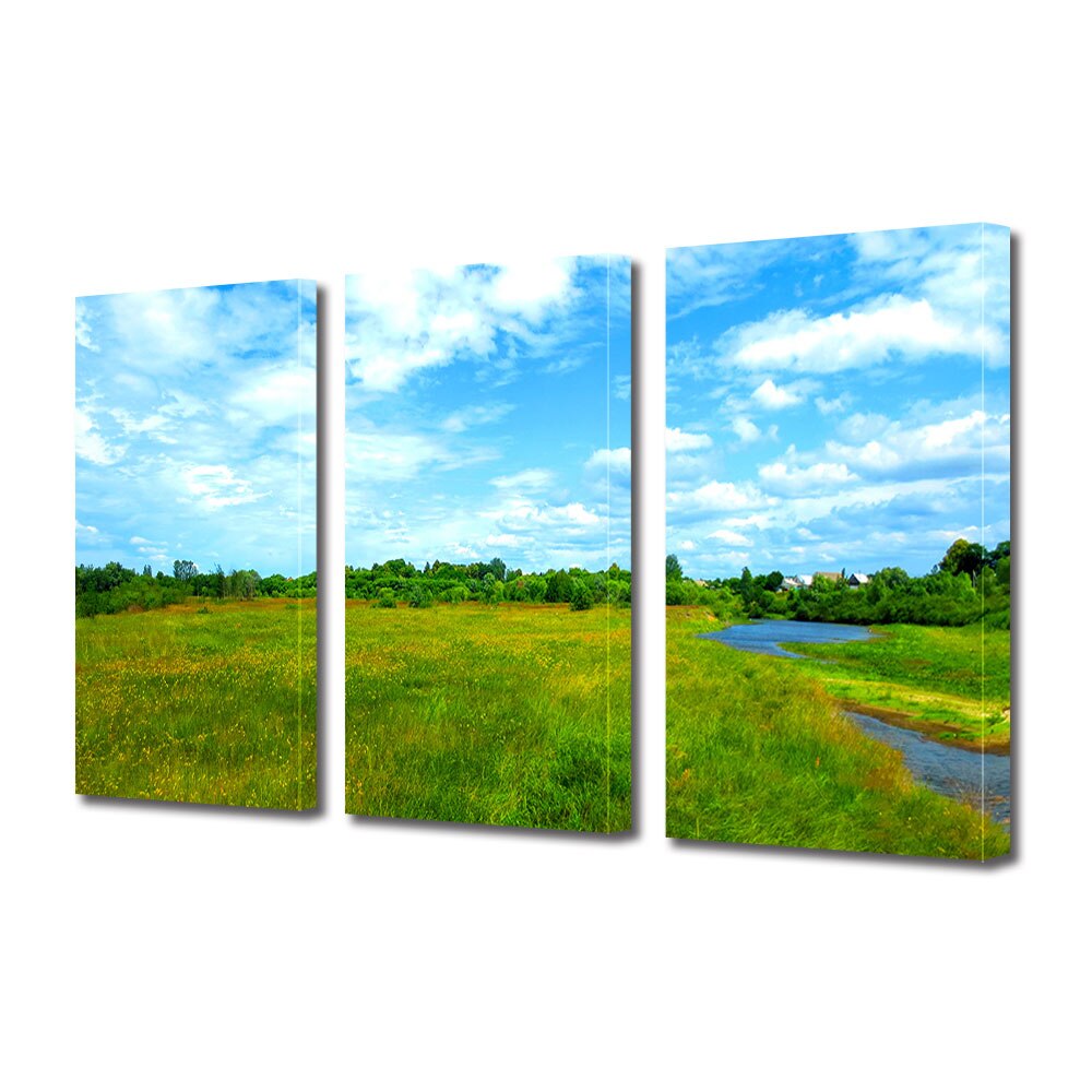 Set Tablouri Multicanvas 3 piese ArtDeco, Lunca inverzita, Panza pe cadru de lemn, Decoratiuni Moderne pentru Casa, 3 x 70 x 100 cm