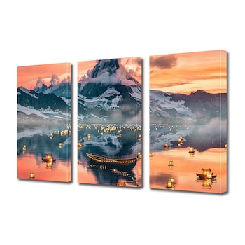 Set Tablouri Multicanvas ArtDeco, Magie pe apa, Panza pe cadru de lemn, Decoratiuni Moderne pentru Casa, 3 piese, 3 x 30 x 45 cm Set Tablouri Multicanvas ArtDeco, Magie pe apa, Panza pe cadru de lemn, Decoratiuni Moderne pentru Casa, 3 piese, 3 x 30 x 45 cm