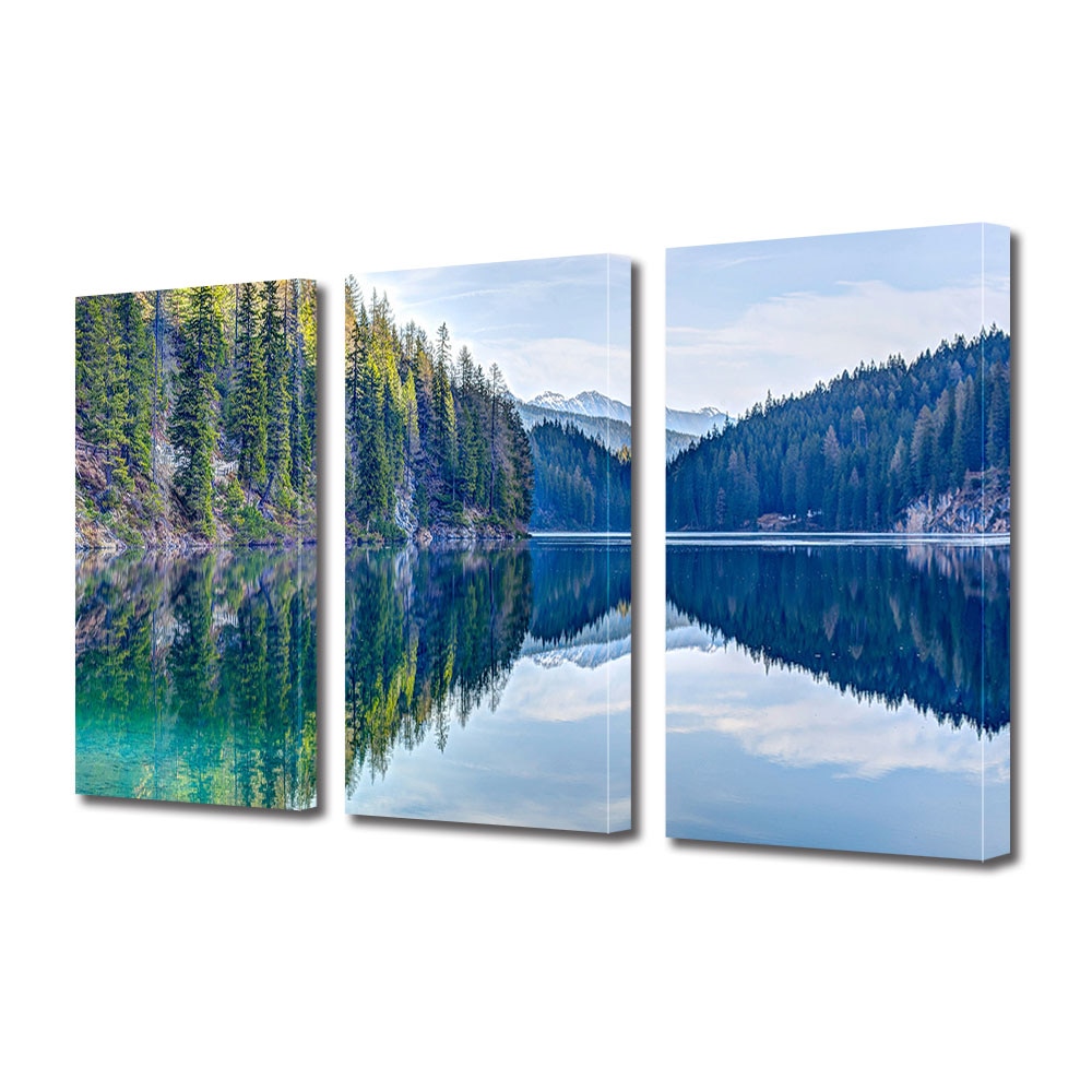 Set Tablouri Multicanvas 3 piese ArtDeco, Reflexia naturii, Panza pe cadru de lemn, Decoratiuni Moderne pentru Casa, 3 x 20 x 30 cm