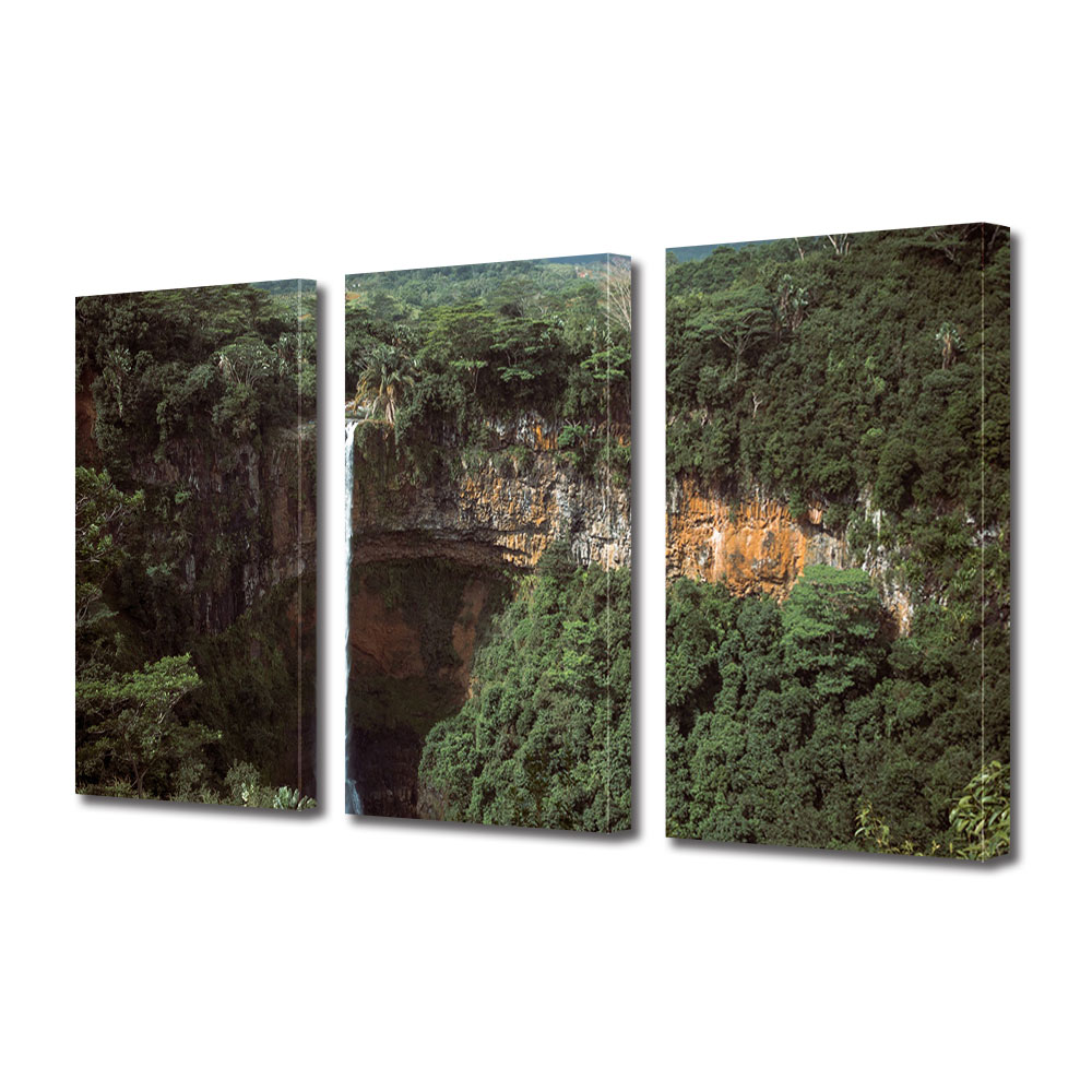 Set Tablouri Multicanvas 3 piese ArtDeco, Cascada inalta, Panza pe cadru de lemn, Decoratiuni Moderne pentru Casa, 3 x 70 x 100 cm