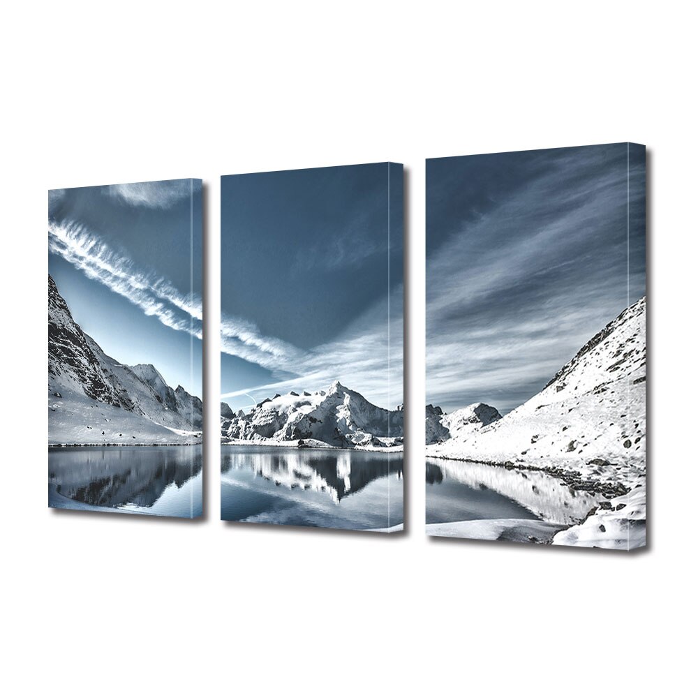 Set Tablouri Multicanvas 3 piese ArtDeco, Lac rece, Panza pe cadru de lemn, Decoratiuni Moderne pentru Casa, 3 x 70 x 100 cm