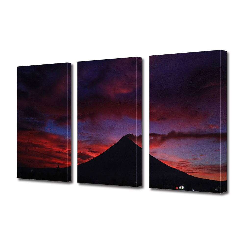 Set Tablouri Multicanvas 3 piese ArtDeco, Cer rosiatic, Panza pe cadru de lemn, Decoratiuni Moderne pentru Casa, 3 x 70 x 100 cm