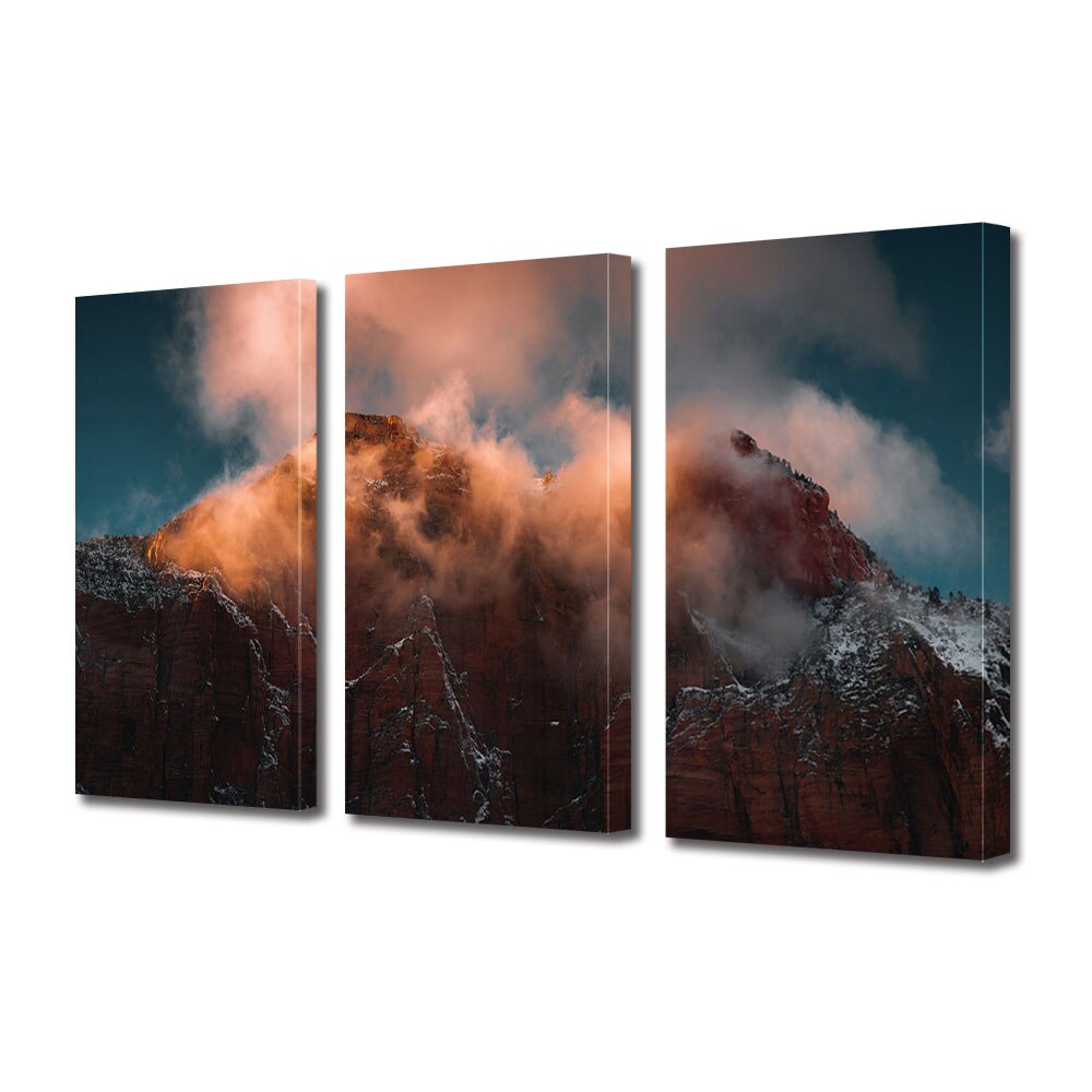 Set Tablouri Multicanvas 3 piese ArtDeco, Nori in lumina soarelui, Panza pe cadru de lemn, Decoratiuni Moderne pentru Casa, 3 x 40 x 60 cm