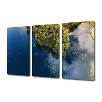 Set Tablouri Multicanvas 3 piese ArtDeco, Apa limpede si copaci, Panza pe cadru de lemn, Decoratiuni Moderne pentru Casa, 3 x 20 x 30 cm Set Tablouri Multicanvas 3 piese ArtDeco, Apa limpede si copaci, Panza pe cadru de lemn, Decoratiuni Moderne pentru Casa, 3 x 20 x 30 cm