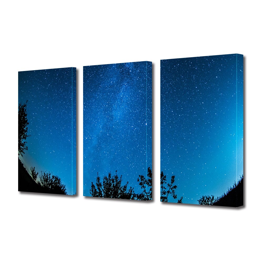 Set Tablouri Multicanvas 3 piese ArtDeco, Sclipirea noptii, Panza pe cadru de lemn, Decoratiuni Moderne pentru Casa, 3 x 50 x 70 cm