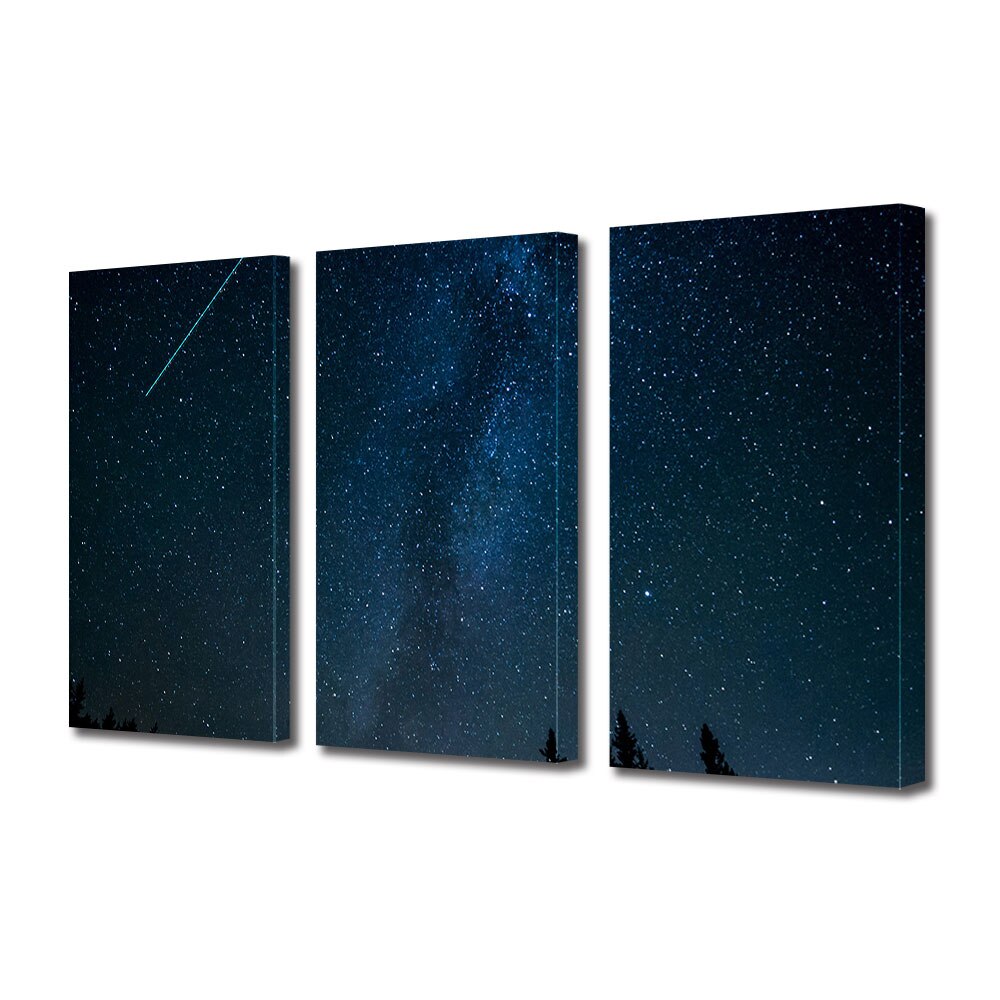 Set Tablouri Multicanvas 3 piese ArtDeco, Stele adunate, Panza pe cadru de lemn, Decoratiuni Moderne pentru Casa, 3 x 70 x 100 cm