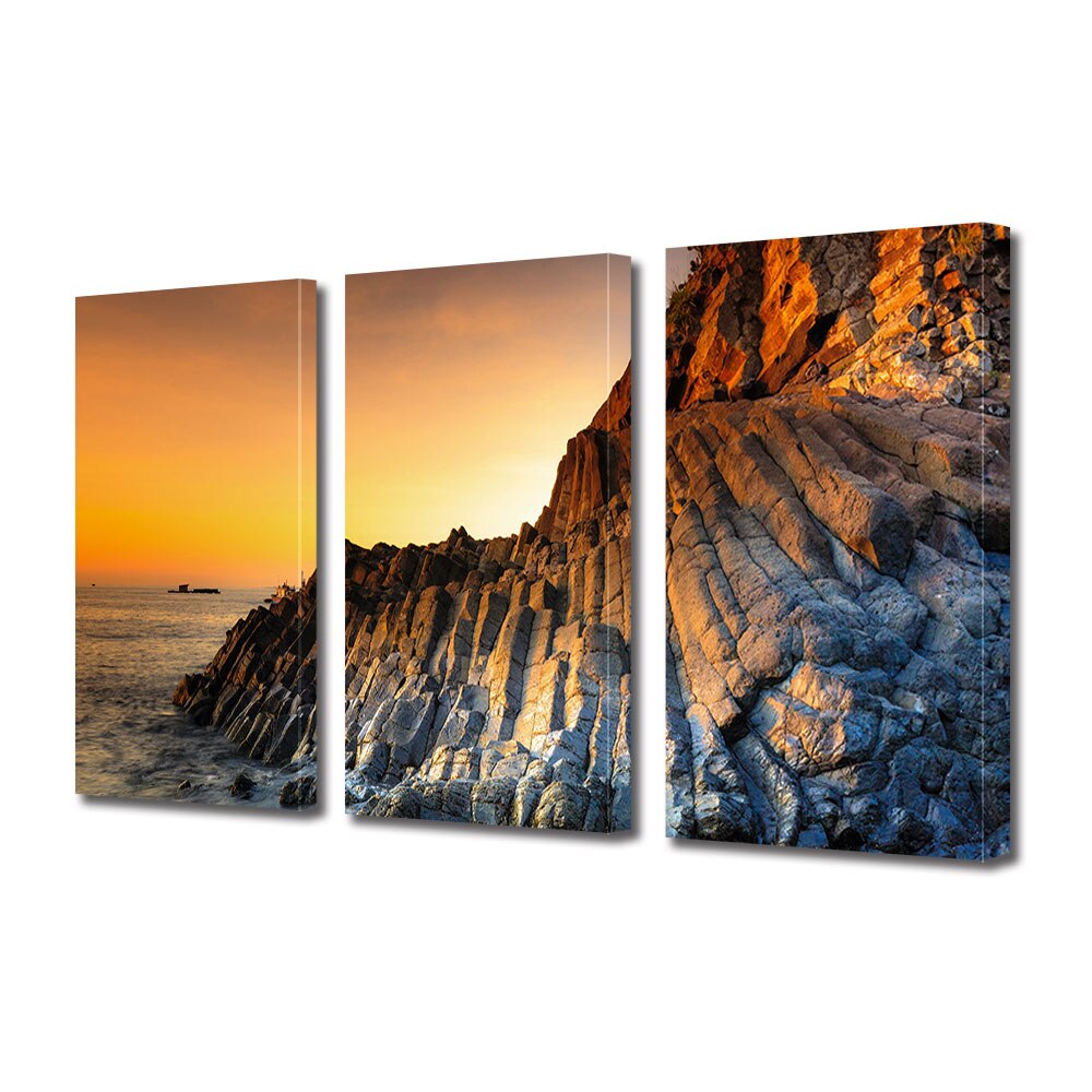 Set Tablouri Multicanvas 3 piese ArtDeco, Rasarit dupa stanca, Panza pe cadru de lemn, Decoratiuni Moderne pentru Casa, 3 x 70 x 100 cm