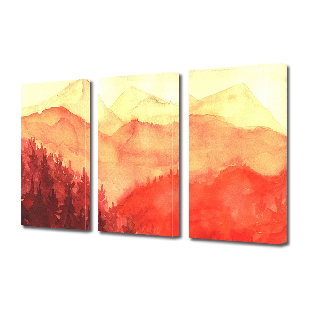 Set Tablouri Multicanvas 3 piese ArtDeco, Peisaj in culori de foc, Panza pe cadru de lemn, Decoratiuni Moderne pentru Casa, 3 x 70 x 100 cm