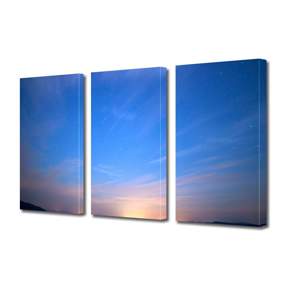 Set Tablouri Multicanvas 3 piese ArtDeco, Stele stralucind, Panza pe cadru de lemn, Decoratiuni Moderne pentru Casa, 3 x 50 x 70 cm