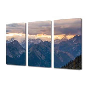 Set Tablouri Multicanvas 3 piese ArtDeco, Nori deasupra crestelor, Panza pe cadru de lemn, Decoratiuni Moderne pentru Casa, 3 x 50 x 70 cm Set Tablouri Multicanvas 3 piese ArtDeco, Nori deasupra crestelor, Panza pe cadru de lemn, Decoratiuni Moderne pentru Casa, 3 x 50 x 70 cm