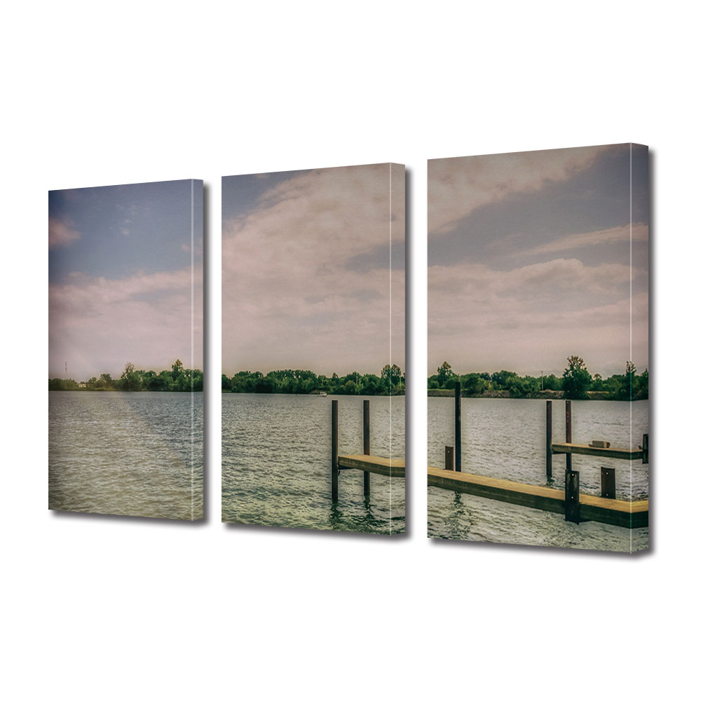 Set Tablouri Multicanvas 3 piese ArtDeco, Ponton, Panza pe cadru de lemn, Decoratiuni Moderne pentru Casa, 3 x 70 x 100 cm