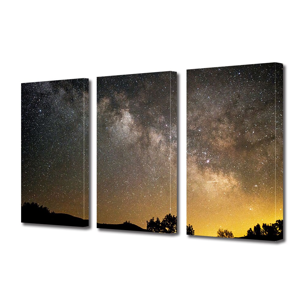 Set Tablouri Multicanvas 3 piese ArtDeco, Miliarde de stele, Panza pe cadru de lemn, Decoratiuni Moderne pentru Casa, 3 x 70 x 100 cm