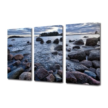 Set Tablouri Multicanvas 3 piese ArtDeco, Pietre in apa, Panza pe cadru de lemn, Decoratiuni Moderne pentru Casa, 3 x 40 x 60 cm Set Tablouri Multicanvas 3 piese ArtDeco, Pietre in apa, Panza pe cadru de lemn, Decoratiuni Moderne pentru Casa, 3 x 40 x 60 cm