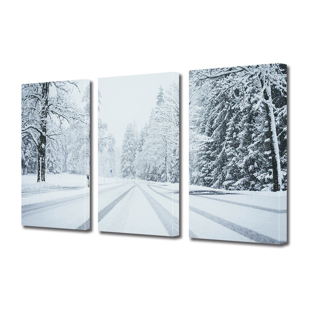 Set Tablouri Multicanvas 3 piese ArtDeco, Ger pe drum, Panza pe cadru de lemn, Decoratiuni Moderne pentru Casa, 3 x 20 x 30 cm