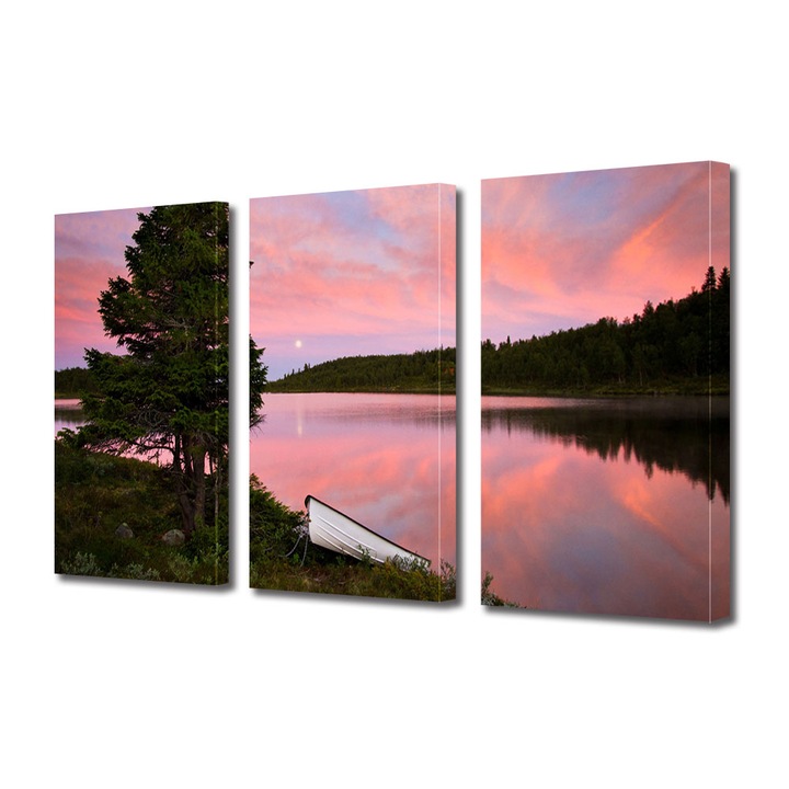 Set Tablouri Multicanvas 3 piese ArtDeco, Mal umbrit si cer luminos, Panza pe cadru de lemn, Decoratiuni Moderne pentru Casa, 3 x 70 x 100 cm