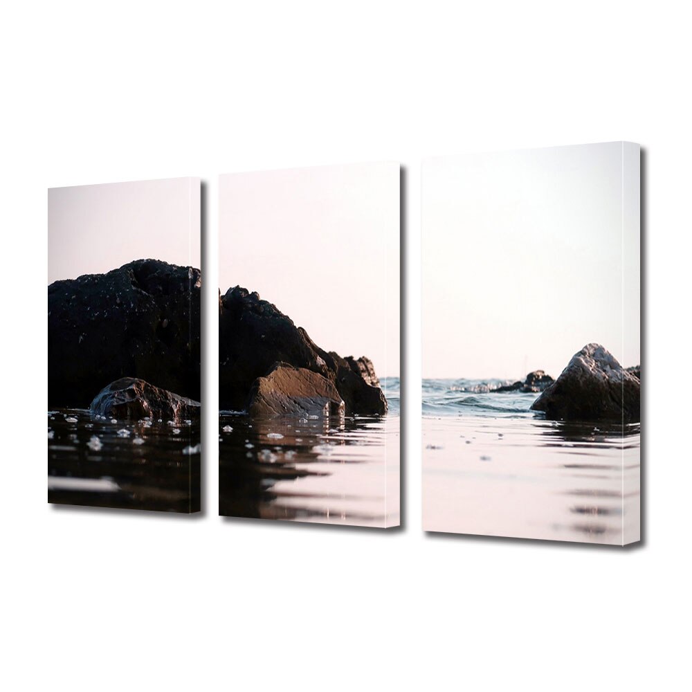 Set Tablouri Multicanvas 3 piese ArtDeco, Cursul raului, Panza pe cadru de lemn, Decoratiuni Moderne pentru Casa, 3 x 20 x 30 cm