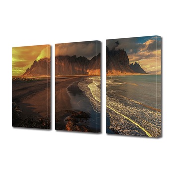 Set Tablouri Multicanvas 3 piese ArtDeco, Dealuri la mare si soarele apunand, Panza pe cadru de lemn, Decoratiuni Moderne pentru Casa, 3 x 20 x 30 cm Set Tablouri Multicanvas 3 piese ArtDeco, Dealuri la mare si soarele apunand, Panza pe cadru de lemn, Decoratiuni Moderne pentru Casa, 3 x 20 x 30 cm