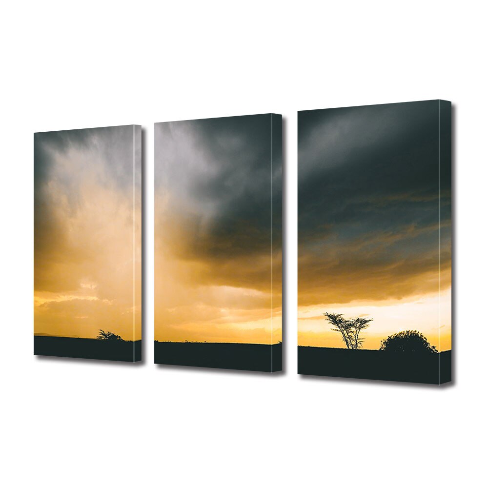 Set Tablouri Multicanvas 3 piese ArtDeco, Cer la rasarit, Panza pe cadru de lemn, Decoratiuni Moderne pentru Casa, 3 x 50 x 70 cm