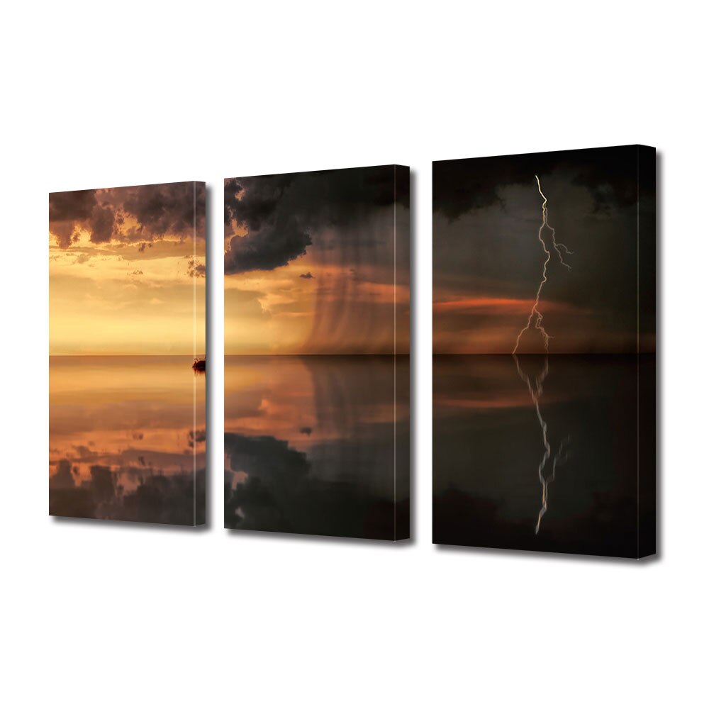 Set Tablouri Multicanvas 3 piese ArtDeco, Cu panzele spre furtuna, Panza pe cadru de lemn, Decoratiuni Moderne pentru Casa, 3 x 70 x 100 cm