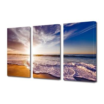 Set Tablouri Multicanvas 3 piese ArtDeco, Pe plaja la rasarit, Panza pe cadru de lemn, Decoratiuni Moderne pentru Casa, 3 x 70 x 100 cm Set Tablouri Multicanvas 3 piese ArtDeco, Pe plaja la rasarit, Panza pe cadru de lemn, Decoratiuni Moderne pentru Casa, 3 x 70 x 100 cm