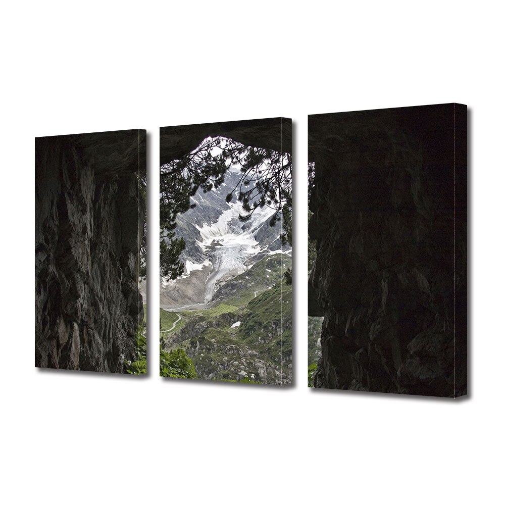 Set Tablouri Multicanvas 3 piese ArtDeco, Tunel catre munte, Panza pe cadru de lemn, Decoratiuni Moderne pentru Casa, 3 x 70 x 100 cm