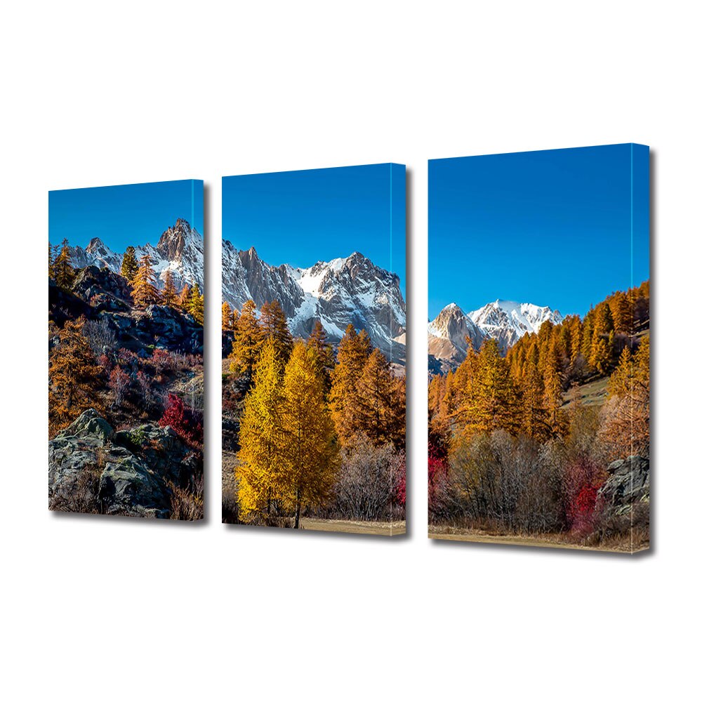 Set Tablouri Multicanvas 3 piese ArtDeco, O iarna tomnatica, Panza pe cadru de lemn, Decoratiuni Moderne pentru Casa, 3 x 70 x 100 cm