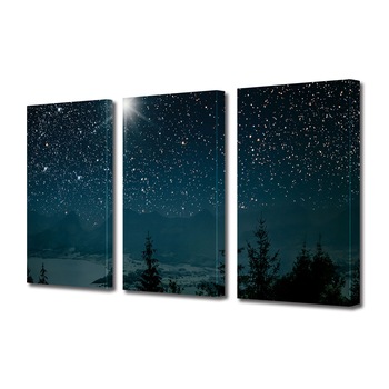 Set Tablouri Multicanvas 3 piese ArtDeco, Luceafar printre stele, Panza pe cadru de lemn, Decoratiuni Moderne pentru Casa, 3 x 20 x 30 cm Set Tablouri Multicanvas 3 piese ArtDeco, Luceafar printre stele, Panza pe cadru de lemn, Decoratiuni Moderne pentru Casa, 3 x 20 x 30 cm
