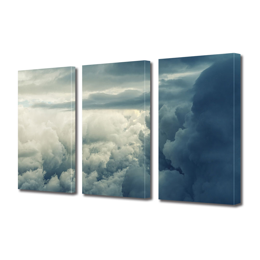 Set Tablouri Multicanvas 3 piese ArtDeco, Nori pufosi, Panza pe cadru de lemn, Decoratiuni Moderne pentru Casa, 3 x 70 x 100 cm