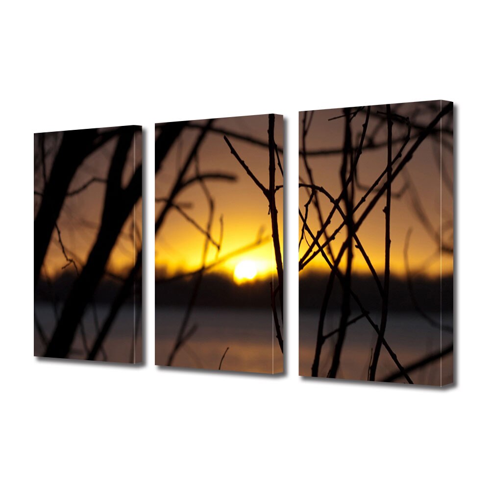 Set Tablouri Multicanvas ArtDeco, Apus blurat, Panza pe cadru de lemn, Decoratiuni Moderne pentru Casa, 3 piese, 3 x 20 x 30 cm