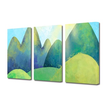 Set Tablouri Multicanvas 3 piese ArtDeco, Natura verde pictata, Panza pe cadru de lemn, Decoratiuni Moderne pentru Casa, 3 x 70 x 100 cm Set Tablouri Multicanvas 3 piese ArtDeco, Natura verde pictata, Panza pe cadru de lemn, Decoratiuni Moderne pentru Casa, 3 x 70 x 100 cm