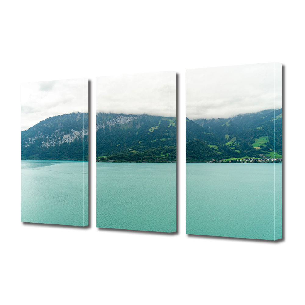 Set Tablouri Multicanvas ArtDeco, Turcoaz, Panza pe cadru de lemn, Decoratiuni Moderne pentru Casa, 3 piese, 3 x 30 x 45 cm