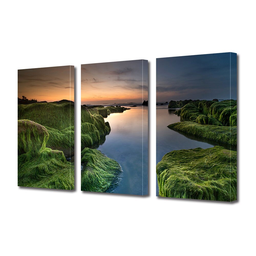 Set Tablouri Multicanvas 3 piese ArtDeco, Printre dealurile inverzite, Panza pe cadru de lemn, Decoratiuni Moderne pentru Casa, 3 x 70 x 100 cm