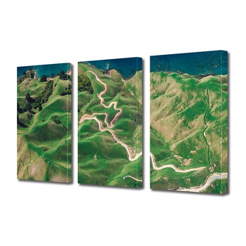 Set Tablouri Multicanvas 3 piese ArtDeco, Drumuri serpuite pe culmi, Panza pe cadru de lemn, Decoratiuni Moderne pentru Casa, 3 x 50 x 70 cm Set Tablouri Multicanvas 3 piese ArtDeco, Drumuri serpuite pe culmi, Panza pe cadru de lemn, Decoratiuni Moderne pentru Casa, 3 x 50 x 70 cm