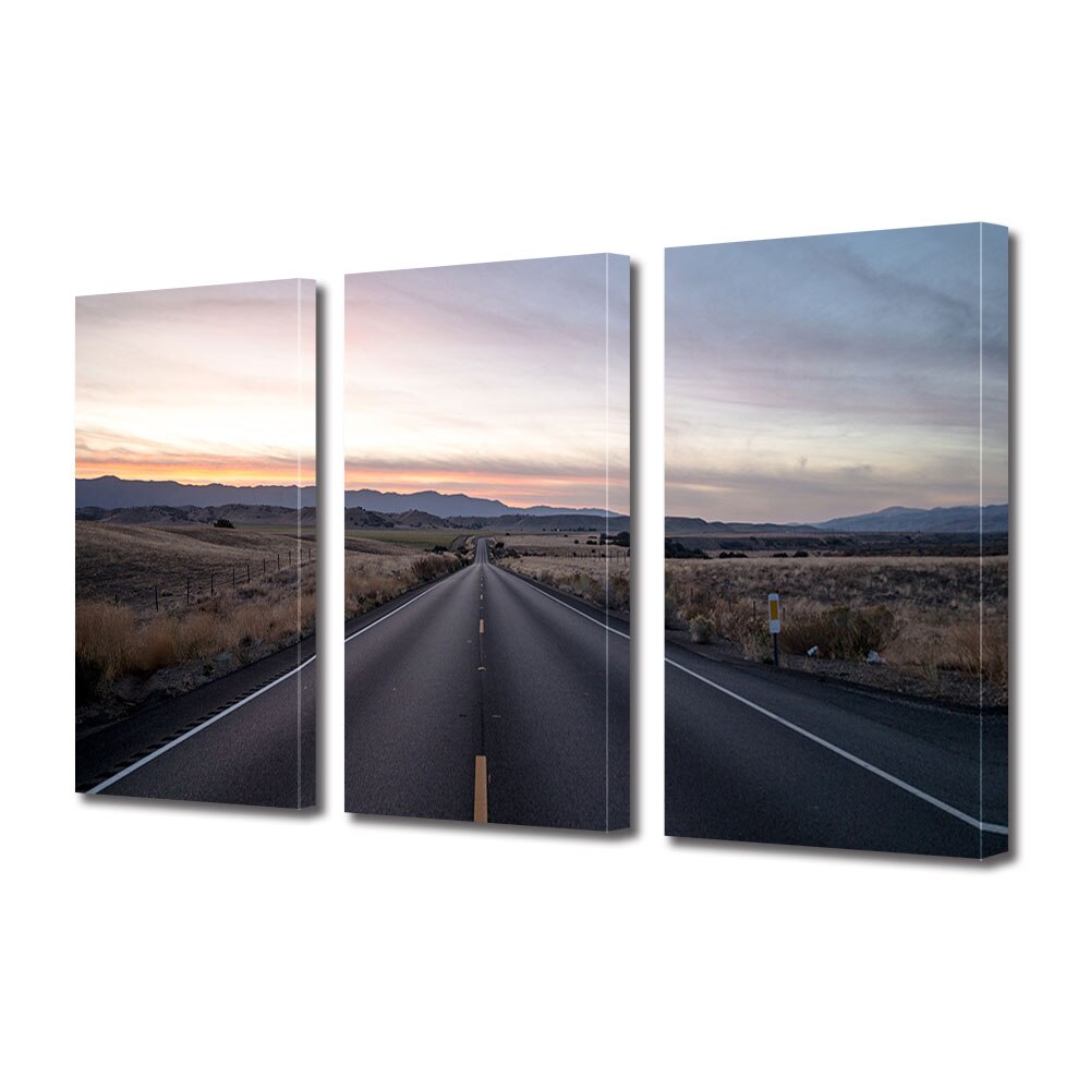 Set Tablouri Multicanvas 3 piese ArtDeco, Drum drept, Panza pe cadru de lemn, Decoratiuni Moderne pentru Casa, 3 x 70 x 100 cm