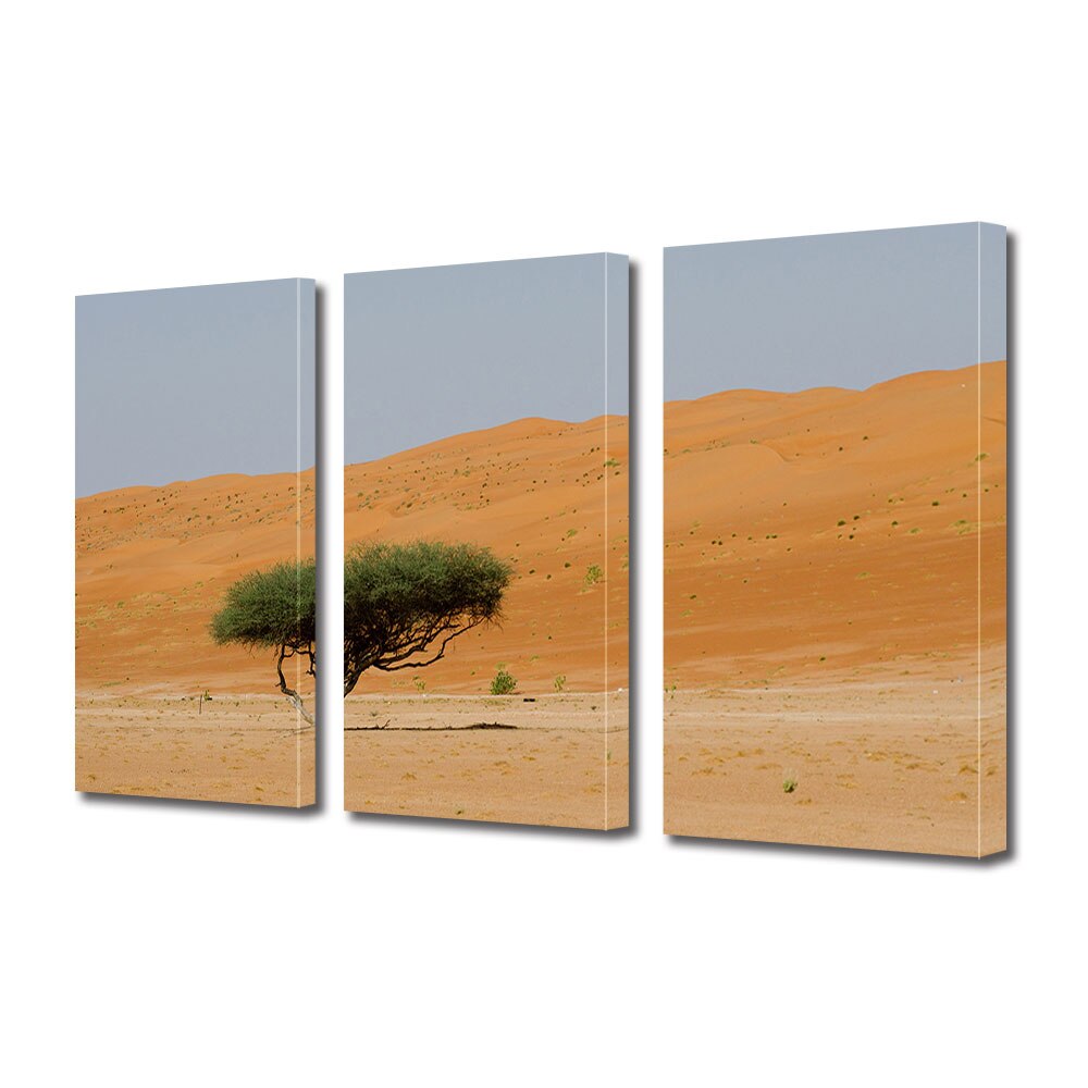 Set Tablouri Multicanvas 3 piese ArtDeco, Copacul Vietii in pustietate, Panza pe cadru de lemn, Decoratiuni Moderne pentru Casa, 3 x 20 x 30 cm