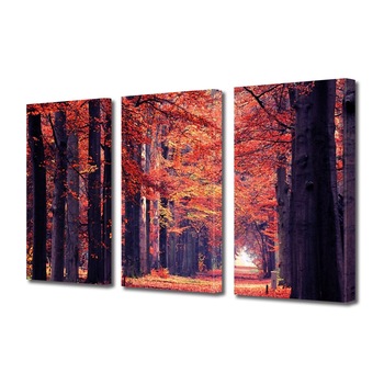 Set Tablouri Multicanvas 3 piese ArtDeco, Covor de frunze rosii, Panza pe cadru de lemn, Decoratiuni Moderne pentru Casa, 3 x 50 x 70 cm Set Tablouri Multicanvas 3 piese ArtDeco, Covor de frunze rosii, Panza pe cadru de lemn, Decoratiuni Moderne pentru Casa, 3 x 50 x 70 cm